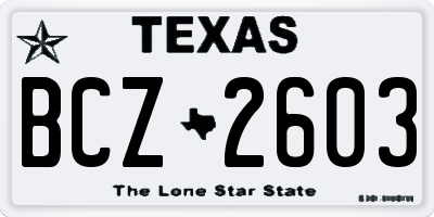 TX license plate BCZ2603