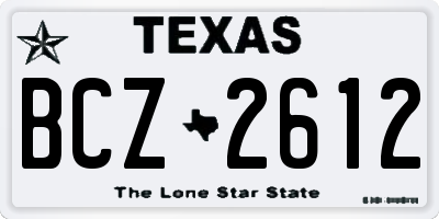 TX license plate BCZ2612