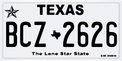 TX license plate BCZ2626