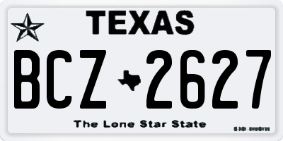 TX license plate BCZ2627
