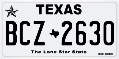TX license plate BCZ2630