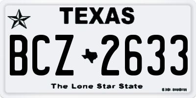 TX license plate BCZ2633