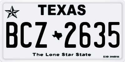 TX license plate BCZ2635