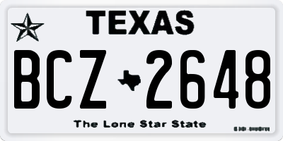 TX license plate BCZ2648