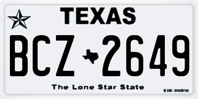TX license plate BCZ2649