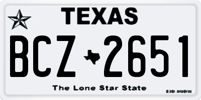 TX license plate BCZ2651