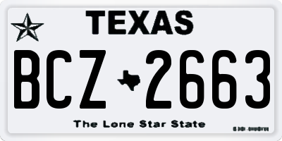 TX license plate BCZ2663