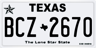 TX license plate BCZ2670