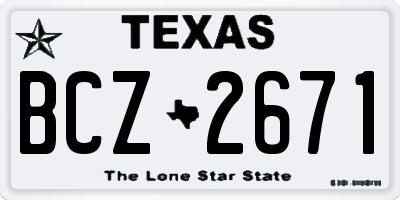 TX license plate BCZ2671