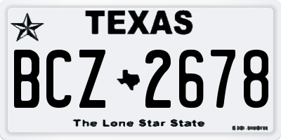 TX license plate BCZ2678