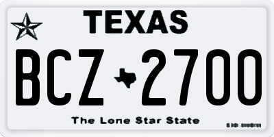TX license plate BCZ2700