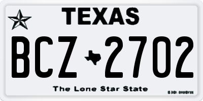 TX license plate BCZ2702