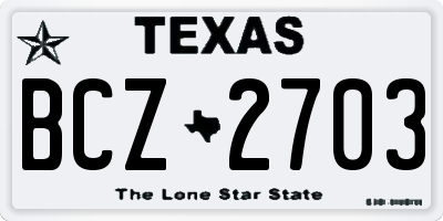TX license plate BCZ2703