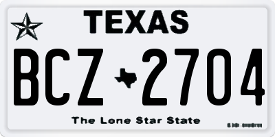 TX license plate BCZ2704