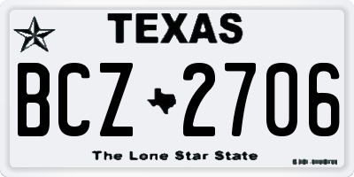 TX license plate BCZ2706