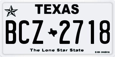 TX license plate BCZ2718