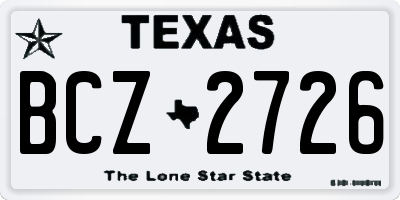 TX license plate BCZ2726
