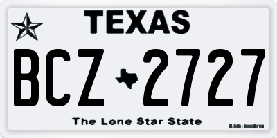 TX license plate BCZ2727