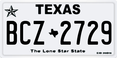TX license plate BCZ2729