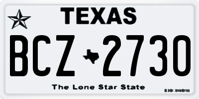 TX license plate BCZ2730