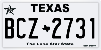 TX license plate BCZ2731