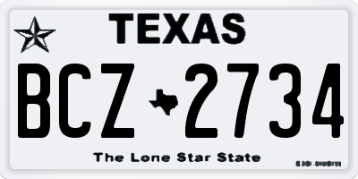 TX license plate BCZ2734