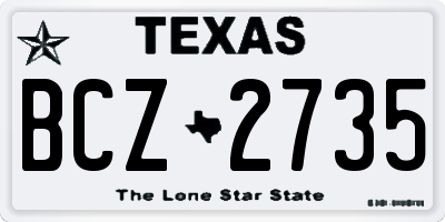 TX license plate BCZ2735