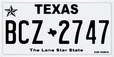 TX license plate BCZ2747