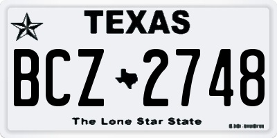 TX license plate BCZ2748