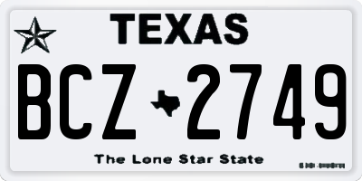 TX license plate BCZ2749