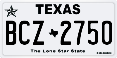 TX license plate BCZ2750