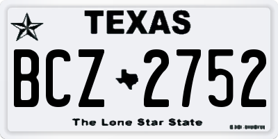 TX license plate BCZ2752