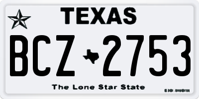 TX license plate BCZ2753