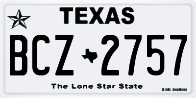 TX license plate BCZ2757