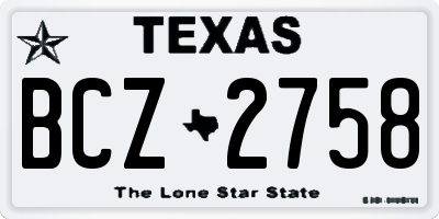 TX license plate BCZ2758