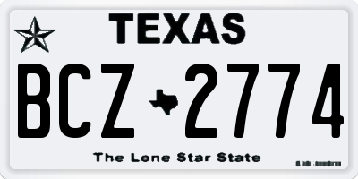 TX license plate BCZ2774