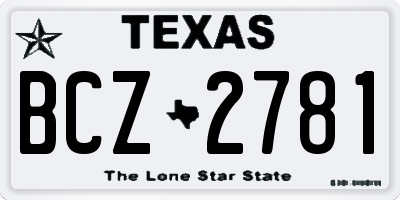 TX license plate BCZ2781
