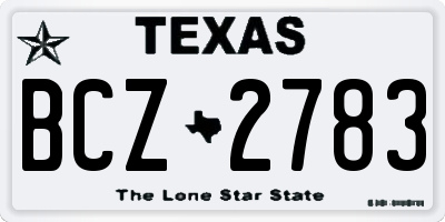 TX license plate BCZ2783