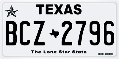 TX license plate BCZ2796