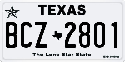 TX license plate BCZ2801