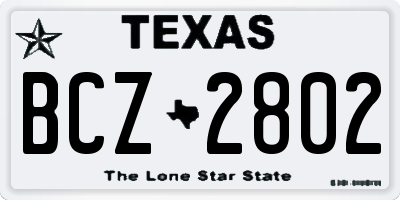 TX license plate BCZ2802