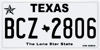 TX license plate BCZ2806