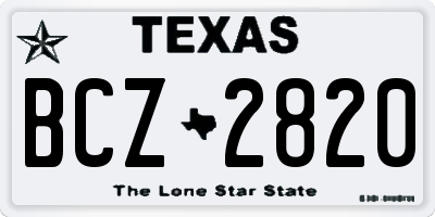 TX license plate BCZ2820