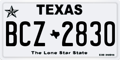 TX license plate BCZ2830