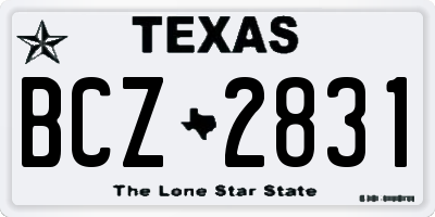 TX license plate BCZ2831