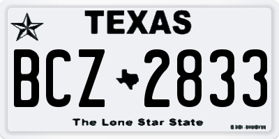 TX license plate BCZ2833