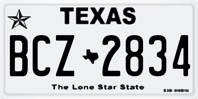 TX license plate BCZ2834