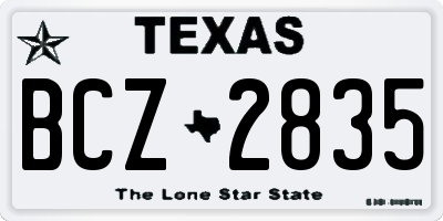 TX license plate BCZ2835