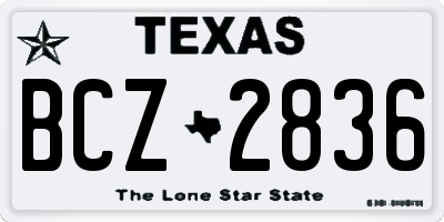 TX license plate BCZ2836