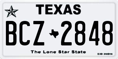 TX license plate BCZ2848